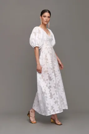 Vestido evase flores blanco Isquia