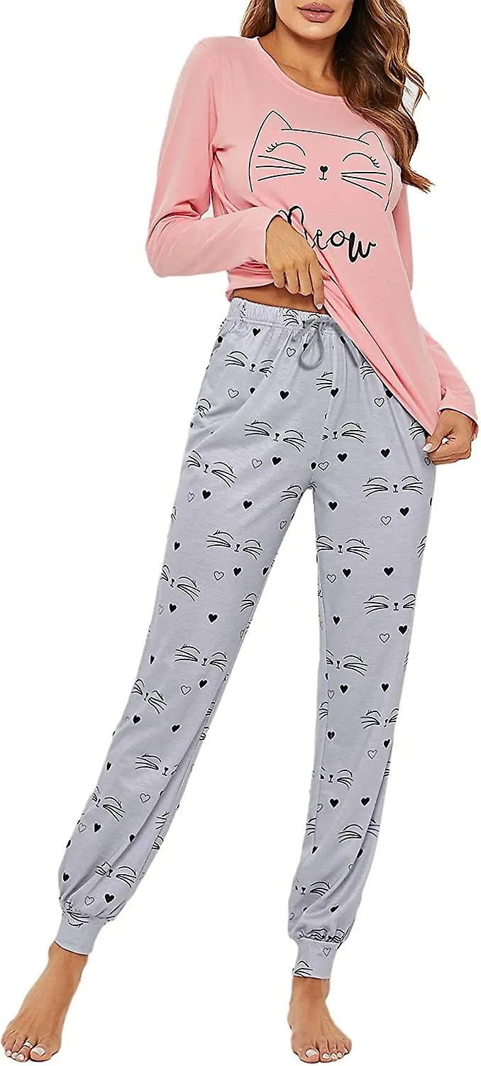 Women's Pyjama Set Cotton Winter Ladies Pyjamas Long Sleeve Sleepwear Set Cute