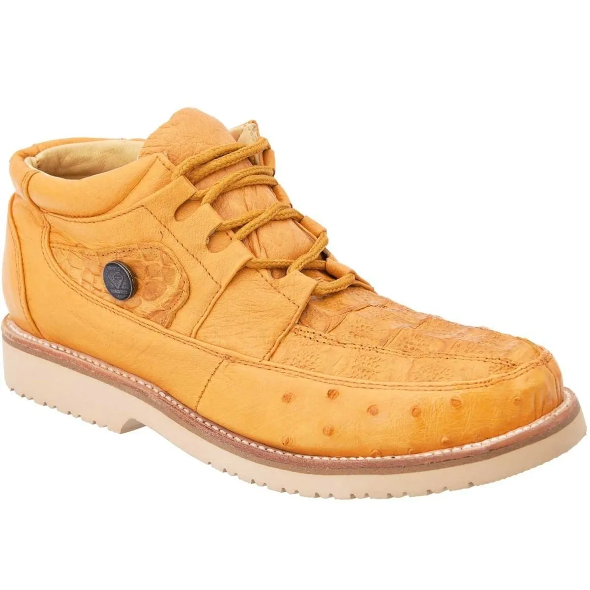 Zapatos Casuales de Cocodrilo con Avestruz Original Mantequilla WD-397