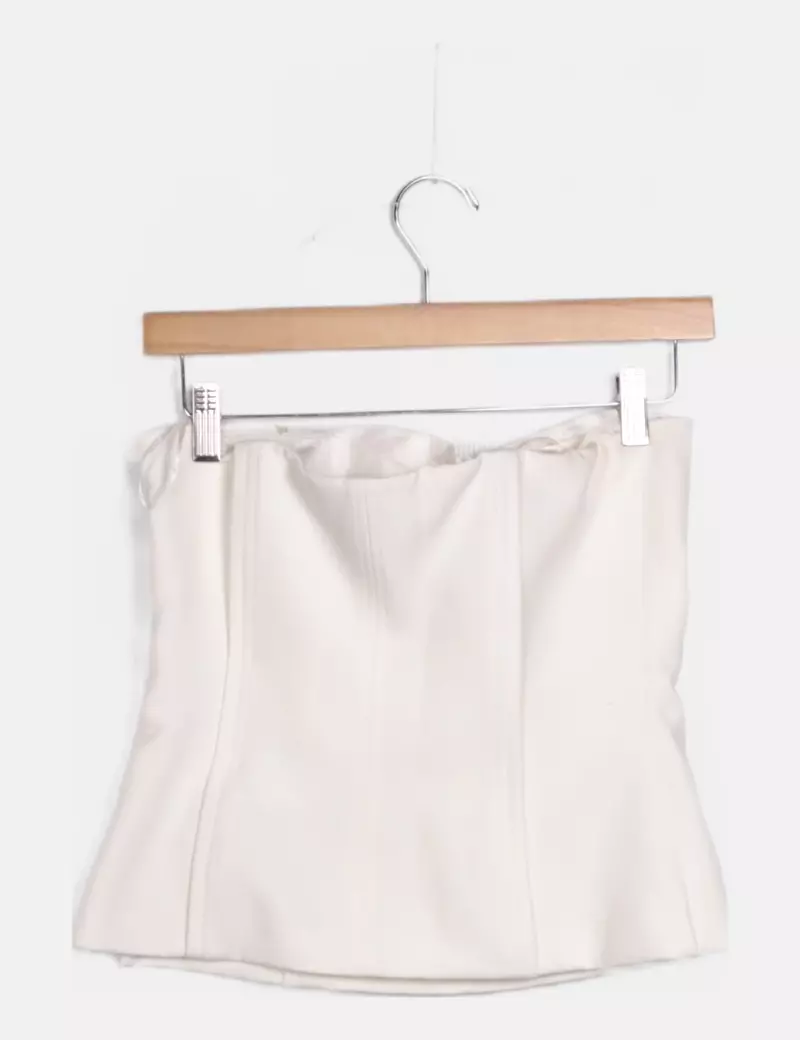 Zara Conjunto Corset y falda cut out blanca